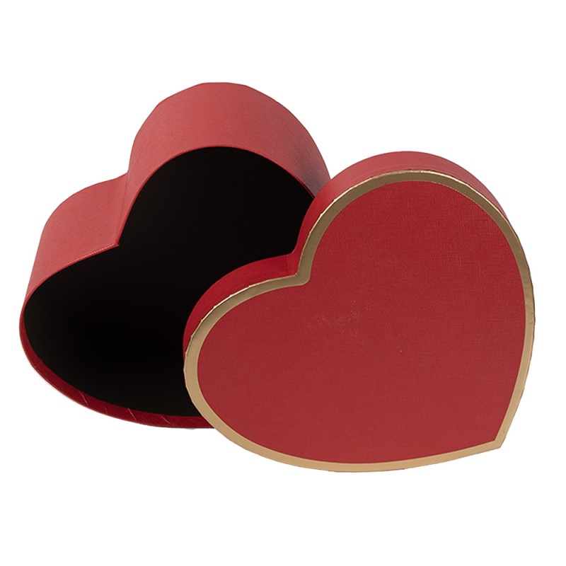 Clayre & Eef Storage Box Set of 3 28x26x14/24x23x12/21x20x10 cm Red Cardboard Heart-Shaped