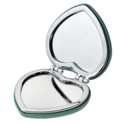 Clayre & Eef Specchio a mano 7x7x2 cm Verde Plastica Vetro A forma di cuore Gatto