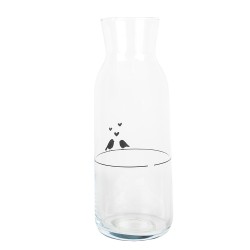 Clayre & Eef Carafe 1000 ml Transparent Glass Birds