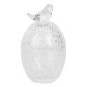 Clayre & Eef Pot de stockage Œuf Ø 9x16 cm Transparent Verre Ovale Oiseau