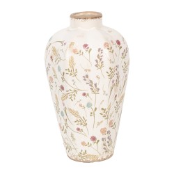 Clayre & Eef Vase Ø 17x30 cm Beige Pink Ceramic Flowers