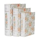 Clayre & Eef Aufbewahrungsbox 3er Set Bücher 29x24x7/25x20x6/22x16x5 cm Weiß Grün Karton Rechteck Blumen