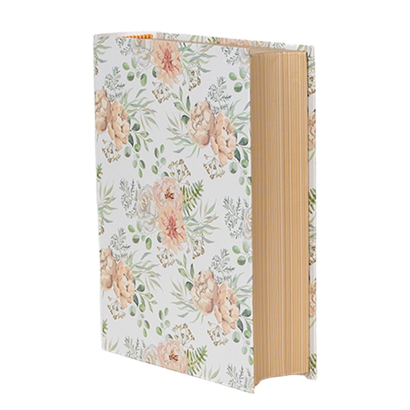 Clayre & Eef Aufbewahrungsbox 3er Set Bücher 29x24x7/25x20x6/22x16x5 cm Weiß Grün Karton Rechteck Blumen