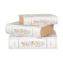 Clayre & Eef Aufbewahrungsbox 3er Set Bücher 29x24x7/25x20x6/22x16x5 cm Weiß Grün Karton Rechteck Blumen