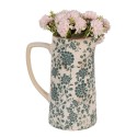 Clayre & Eef Decoratie Kan 21x14x26 cm Beige Groen Keramiek Bloemen