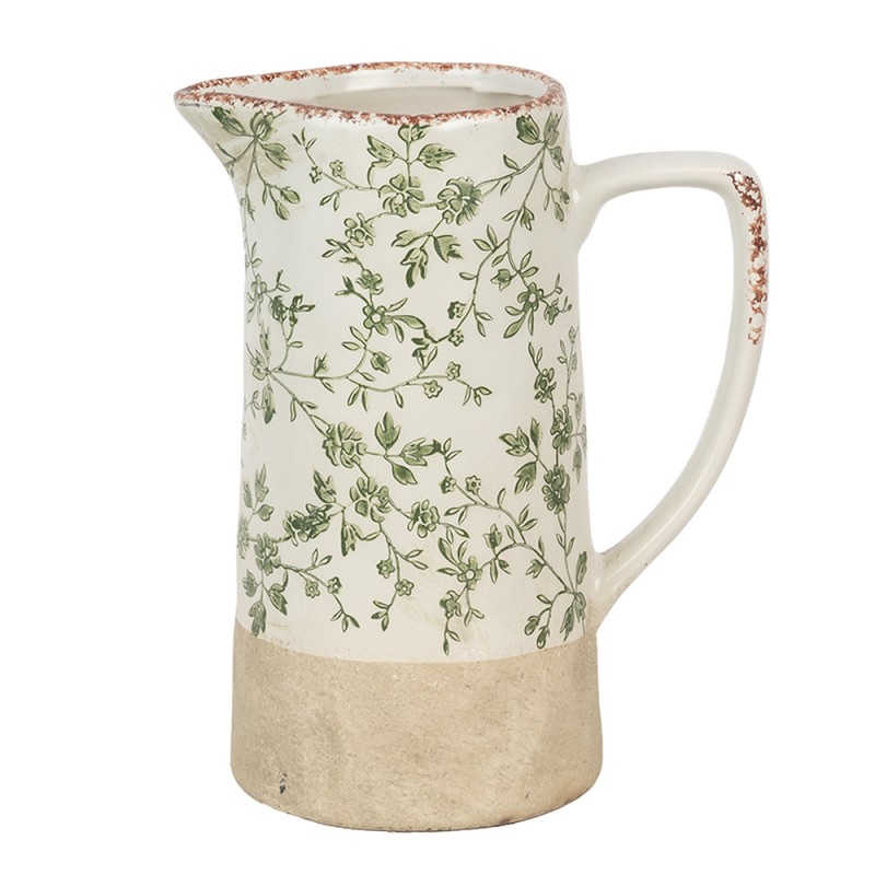 Clayre & Eef Brocca decorativa 21x14x26 cm Verde Ceramica Fiori