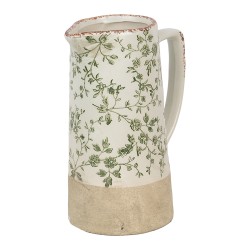 Clayre & Eef Decoratie Kan 21x14x26 cm Groen Keramiek Bloemen