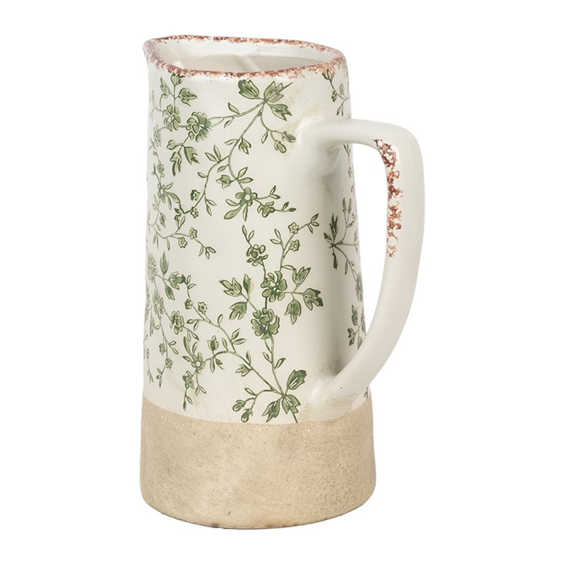 Clayre & Eef Brocca decorativa 21x14x26 cm Verde Ceramica Fiori