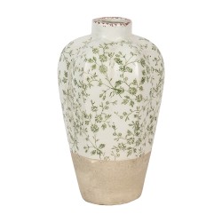 Clayre & Eef Vase Ø 21x34 cm Beige Grün Keramik