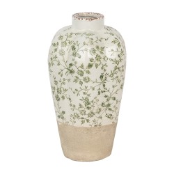 Clayre & Eef Vase Ø 21x34 cm Beige Grün Keramik