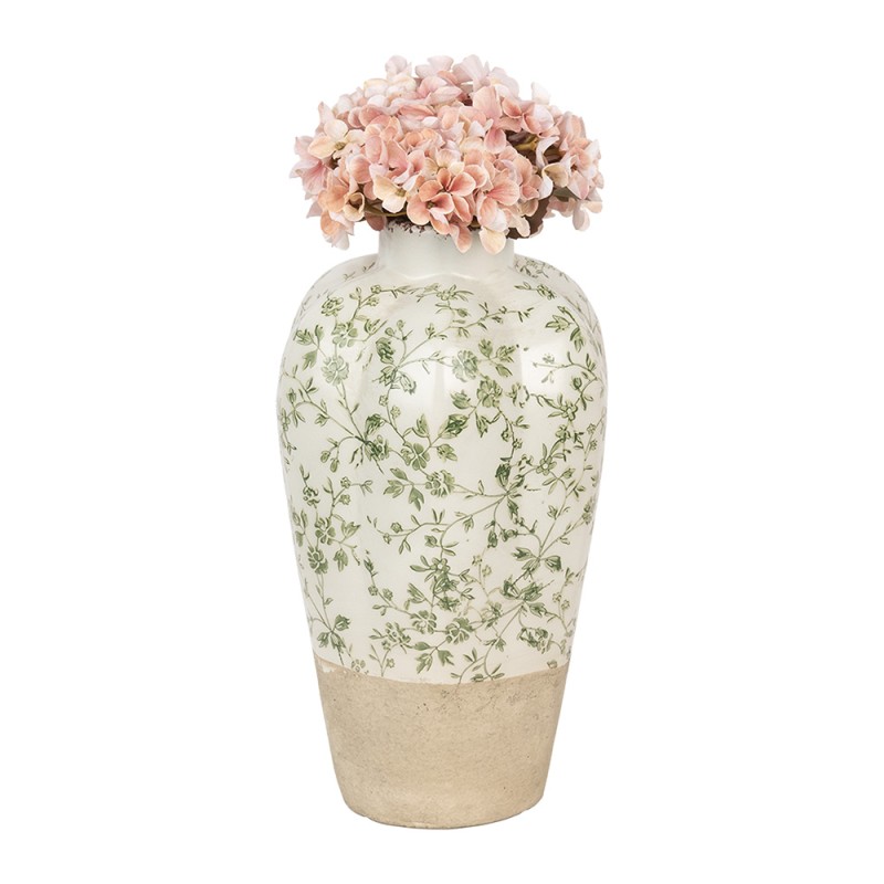 Clayre & Eef Vase Ø 21x34 cm Beige Grün Keramik