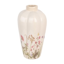 Clayre & Eef Vase Ø 21x34 cm Beige Rose Céramique Fleurs