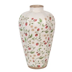 Clayre & Eef Vase Ø 24x40 cm Beige Rouge Céramique Fraises