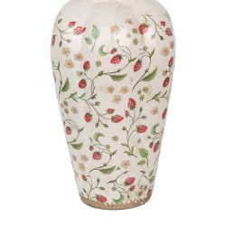 Clayre & Eef Vase Ø 24x40 cm Beige Rouge Céramique Fraises