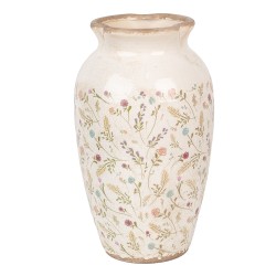 Clayre & Eef Vase Ø 21x37 cm Beige Rose Céramique Fleurs