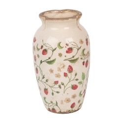 Clayre & Eef Vase Ø 16x27 cm Beige Rouge Céramique Fraises