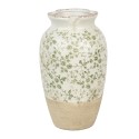 Clayre & Eef Vase Ø 21x37 cm Beige Vert Céramique Fleurs