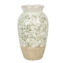 Clayre & Eef Vase Ø 21x37 cm Beige Vert Céramique Fleurs