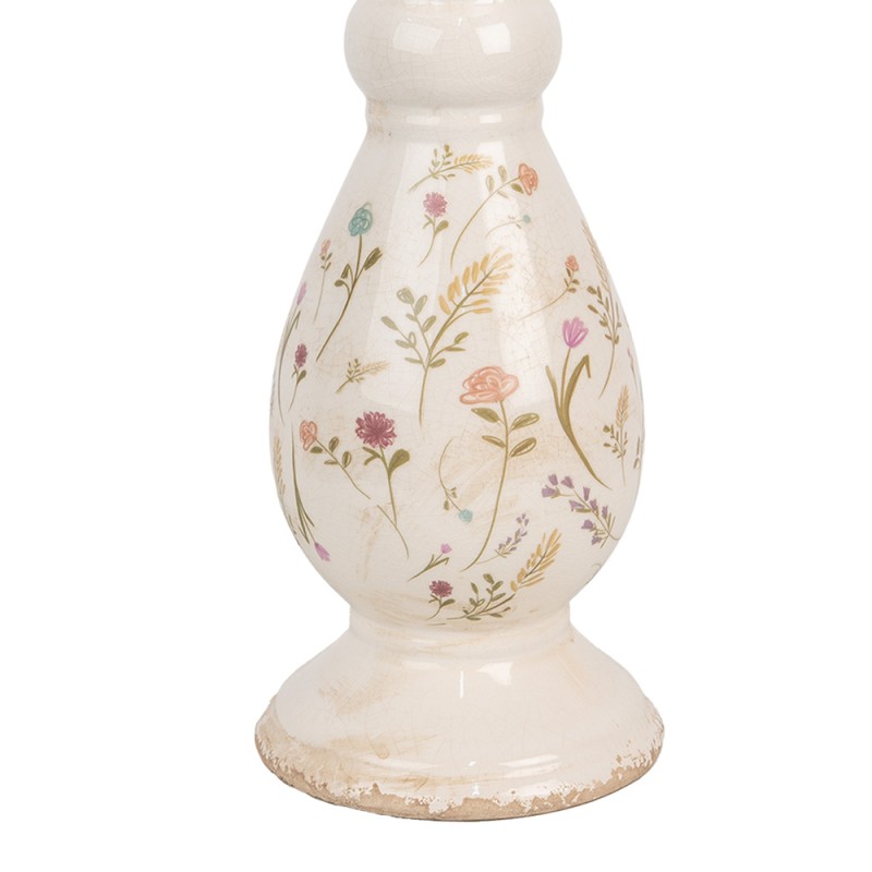 Clayre & Eef Candelabro Ø 14x32 cm Beige Rosa  Ceramica Fiori