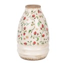 Clayre & Eef Vaso  Ø 21x32 cm Beige Rosso Ceramica Fiori