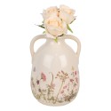 Clayre & Eef Vase Ø 16x22 cm Beige Pink Ceramic Flowers