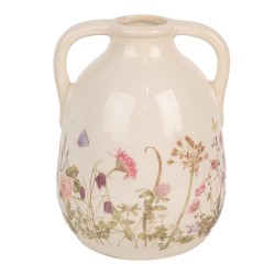 Clayre & Eef Vaso  Ø 14x18 cm Beige Rosa  Ceramica Fiori