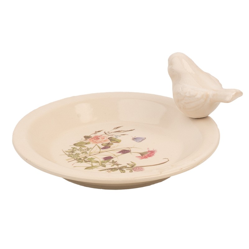 Clayre & Eef Bird Feeder Tray Ø 21x10 cm Beige Ceramic Bird