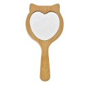 Clayre & Eef Hair Brush 16x8x3 cm Brown Beige Wood Glass Cat