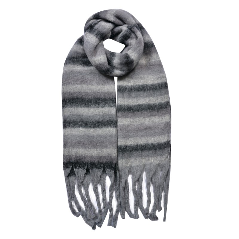 Clayre & Eef Winter Scarf Women 39x200 cm Grey Synthetic Rectangle