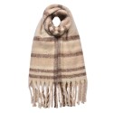 Clayre & Eef Winter Scarf Women 39x200 cm Beige Brown Synthetic Rectangle