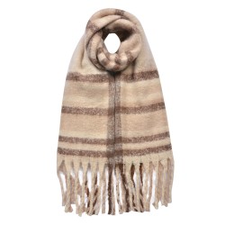 Clayre & Eef Winter Scarf Women 39x200 cm Beige Brown Synthetic Rectangle