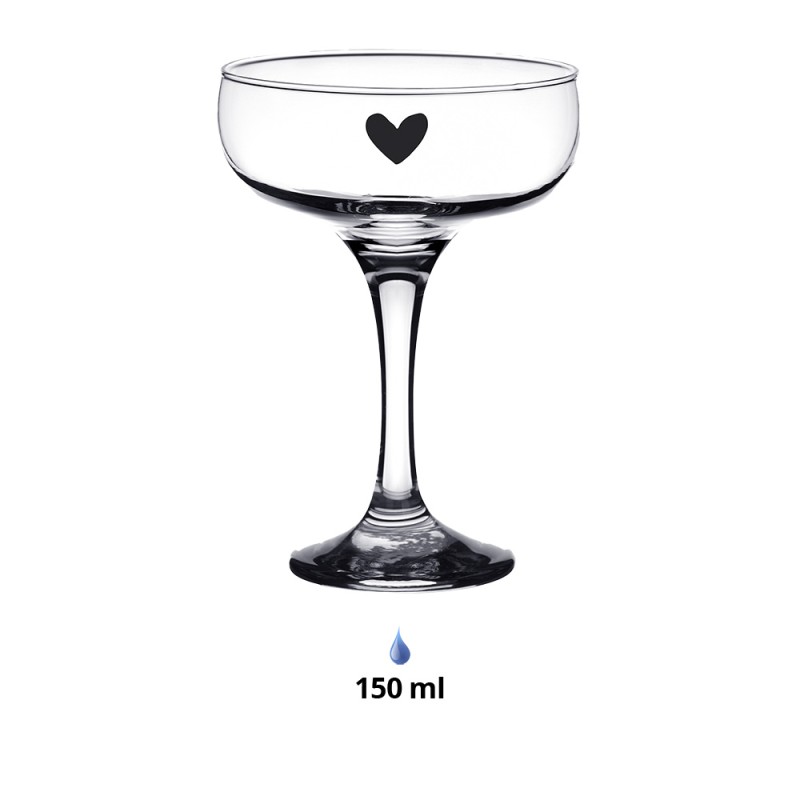 Clayre & Eef Champagneglas  set van 6 stuks  150 ml Glas Hart Wijnglas