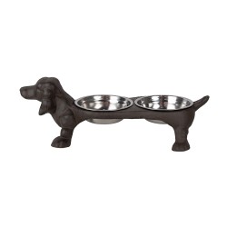 Clayre & Eef Dog Bowl Dog 2x225 ml Brown Metal