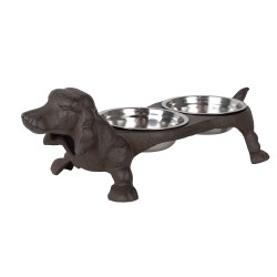 Clayre & Eef Dog Bowl Dog 2x225 ml Brown Metal