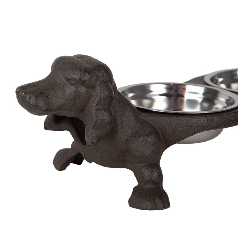 Clayre & Eef Dog Bowl Dog 2x225 ml Brown Metal