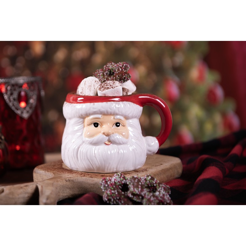 Clayre & Eef Tazza 400 ml Bianco Rosso  Ceramica Babbo Natale