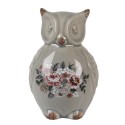 Clayre & Eef Figurine décorative Chouette 11x10x17 cm Gris Céramique Fleurs