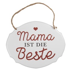 Clayre & Eef Text Sign 18x15 cm White Metal Mama