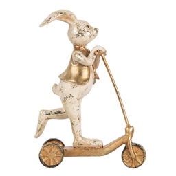 [6PR5144] Deko Kaninchen Weiß Goldfarbig 13x6x17 cm