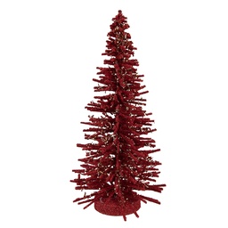 [66318R] Décoration Arbre de Noël Rouge Couleur or Ø 14x25 cm