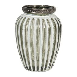 [6GL2898] Porte-lampion en verre Blanc Ø 8x11 cm