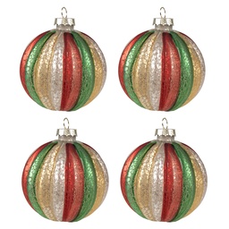 [6GL2737GG] Set de boules de Noël (4) Multicouleur Ø 8x8 cm