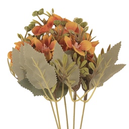 [6PL0402O] Rami Artificiali Decorativi con fiori Arancio Verde 10x10x32 cm