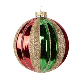 [6GL5116] Christmas Bauble Green Red Ø 10x11 cm