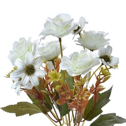 [6PL0268] Fiori Finti Bianco Verde 15x8x30 cm