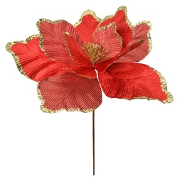 [66122] Weihnachtsdeko Blume Rot Goldfarbig Ø 44x46 cm