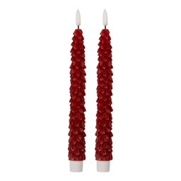 [6CA0001R] Candela con LED set 2 Rosso Ø 3x25 cm / 2xAAA