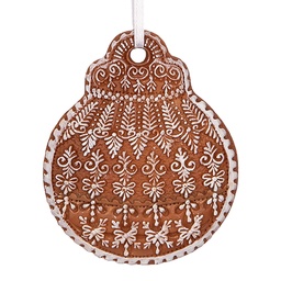 [6PR5318] Décoration pendentif Boule de Noël Marron Blanc 8x2x10 cm