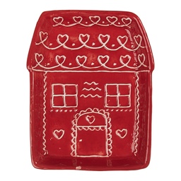 [6CE2345] Geschirr Frühstuckteller Rot Weiß 15x19x3 cm