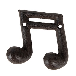 [6Y5652] Appendiabiti da Parete Nota Musicale Marrone 10x3x9 cm